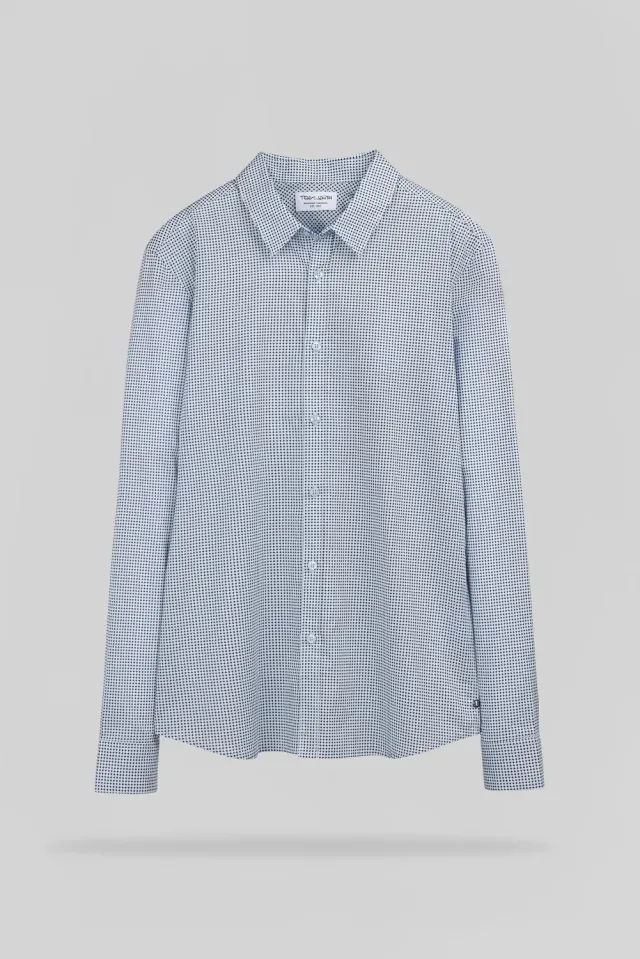 Teddy Smith Carton Camicia Uomo Slim Blu Pastello Cotone