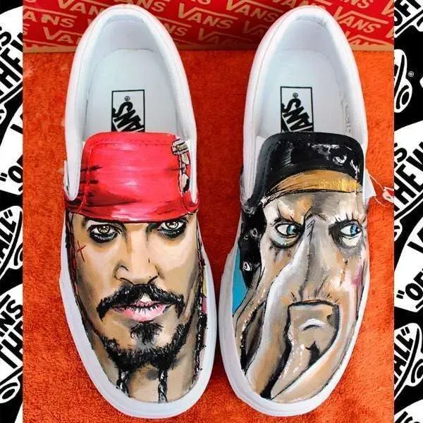Vans Slip-On Pirati dei Caraibi sneakers dipinte a mano