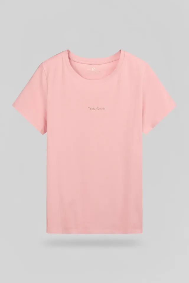 Teddy Smith T-Ribelle MC T-Shirt Donna Vieux Rose Cotone