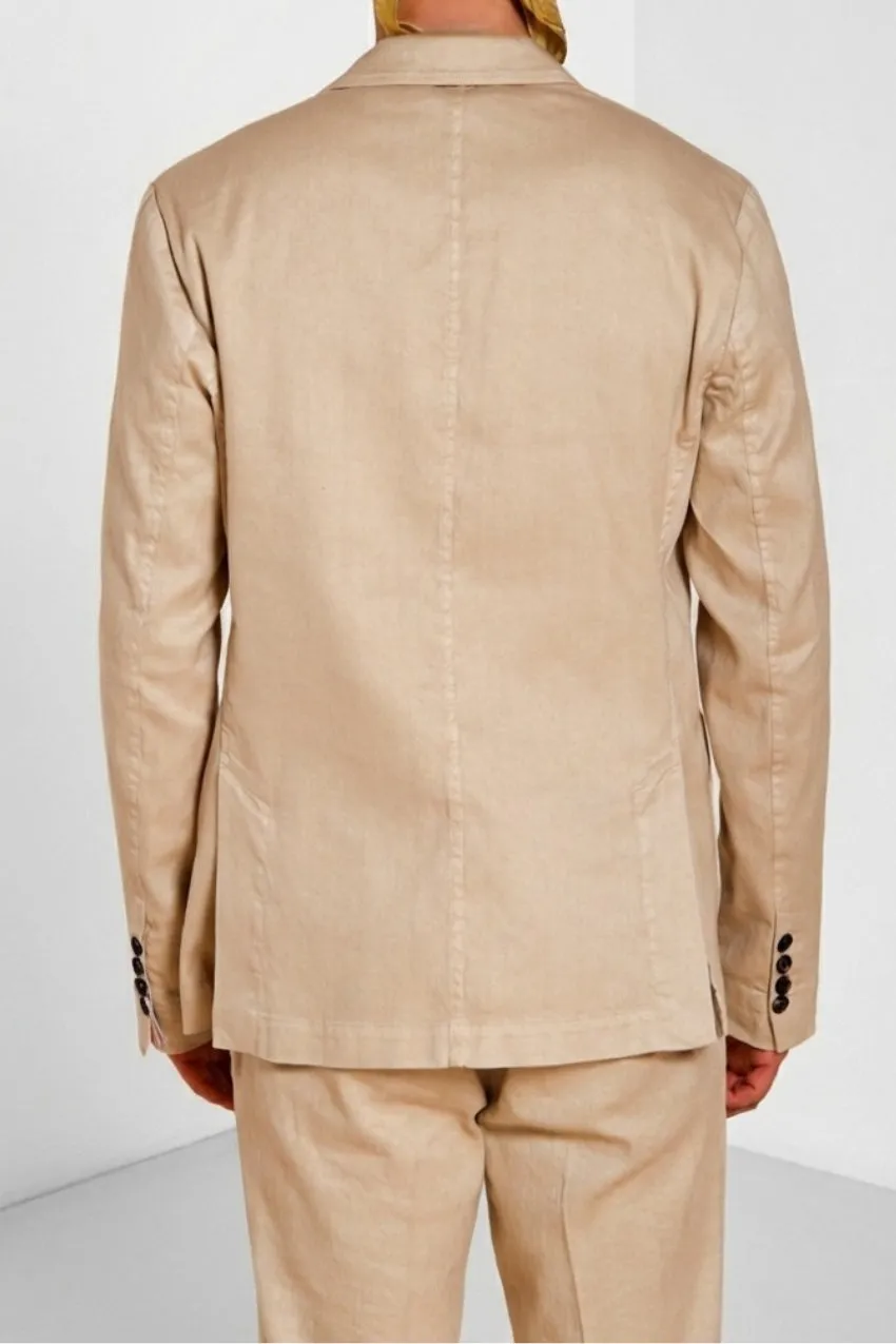 Mason's Da Vinci blazer uomo beige twill lino cotone