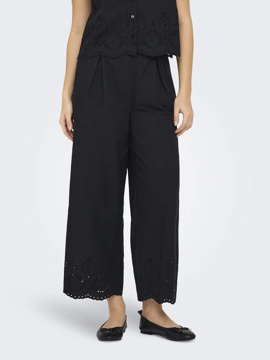 ONLY Onlroxanne HW Culotte Pantaloni Nero vita alta