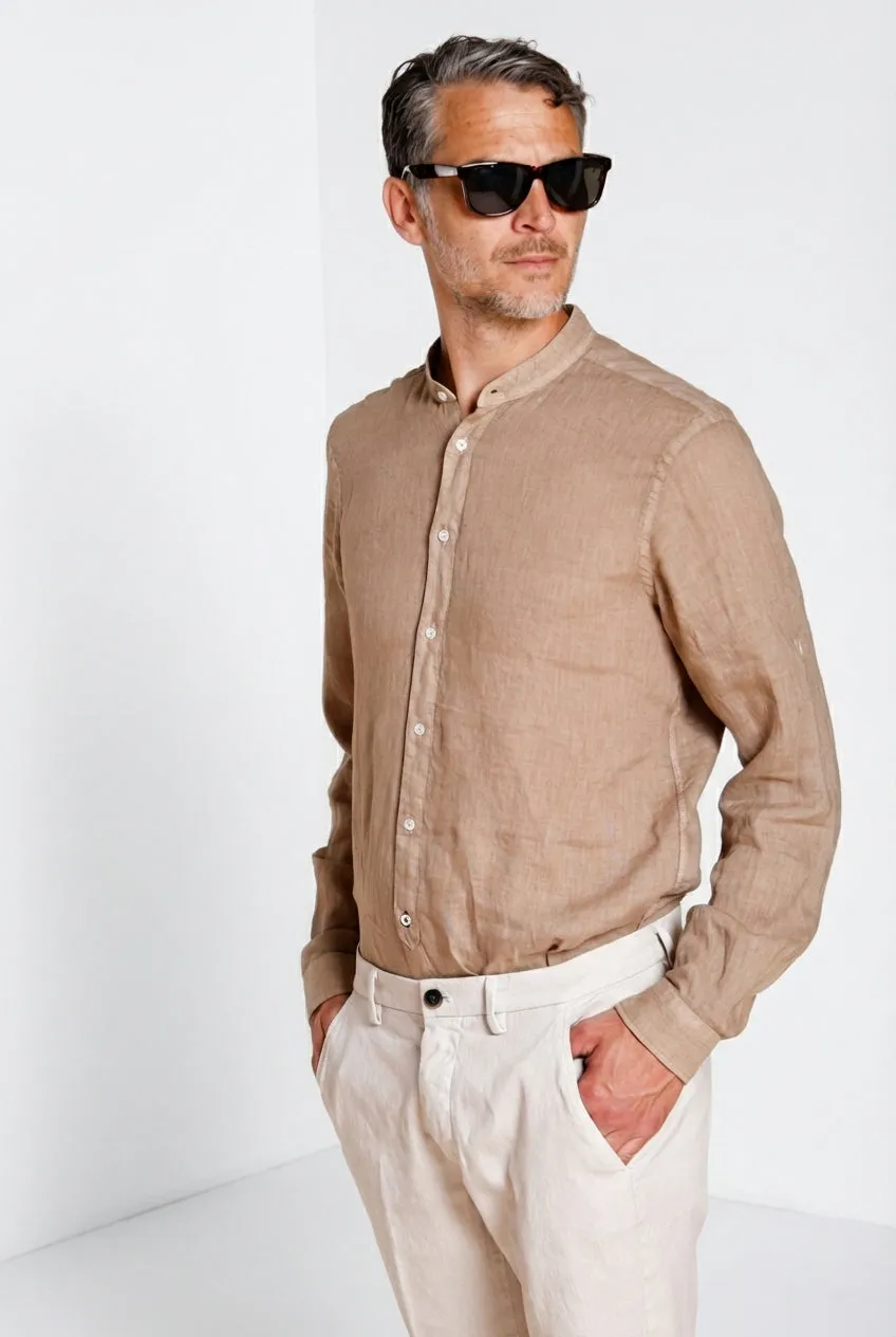 Mason's Porto camicia uomo lino beige medio