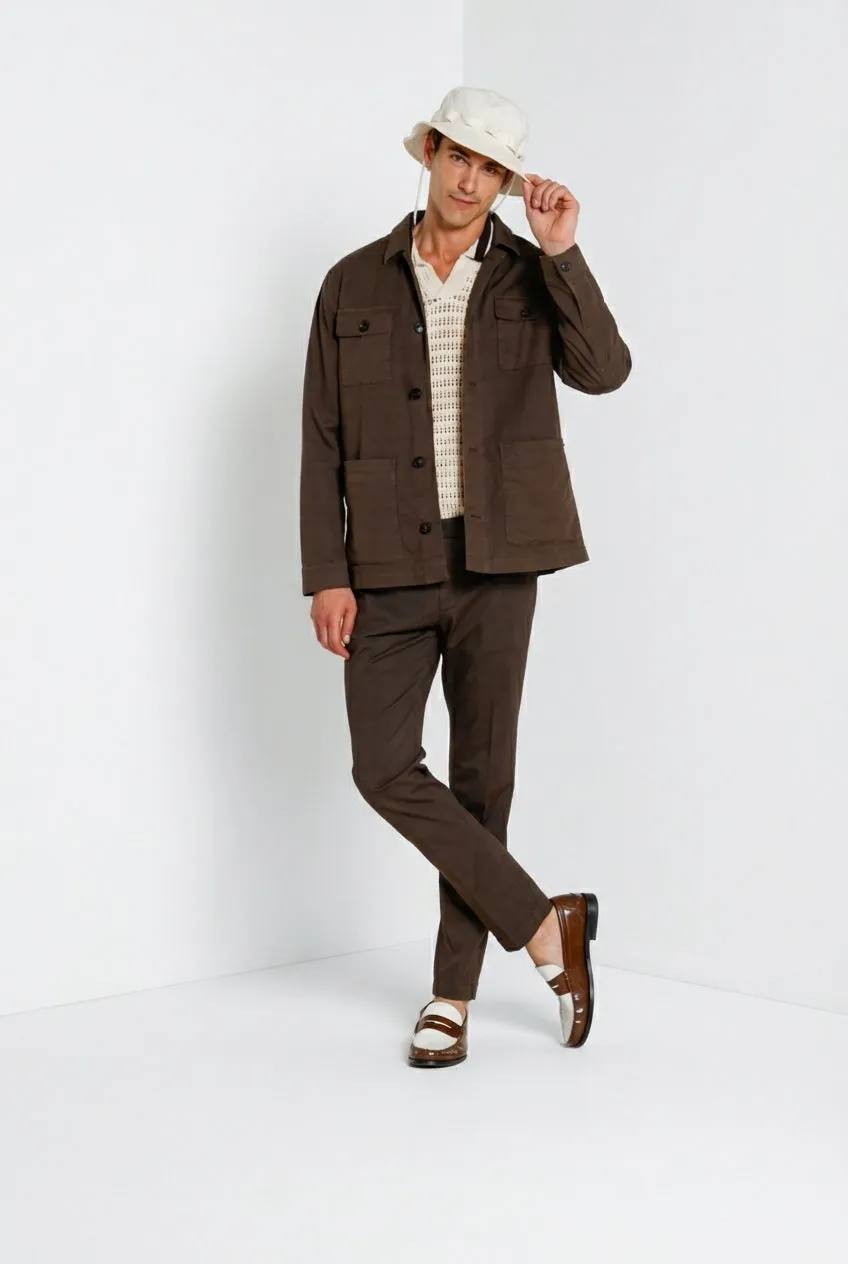 Mason's City giubbotto uomo marrone cotone lino