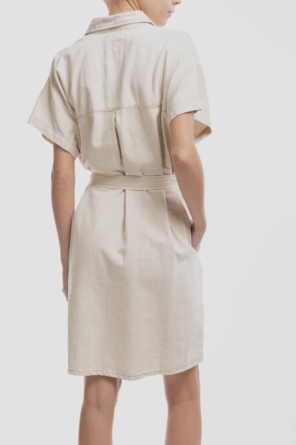 Teddy Smith R-Sienna Soft abito camicia grège cotone lino