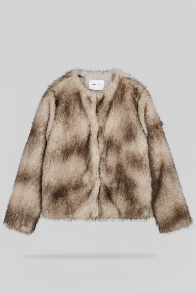 Teddy Smith M-Valou cappotto avorio pelliccia sintetica