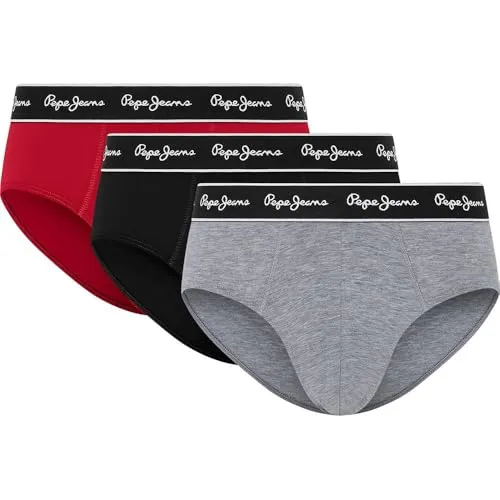 Pepe Jeans Slip Uomo 3 Pezzi Grigio Cotone