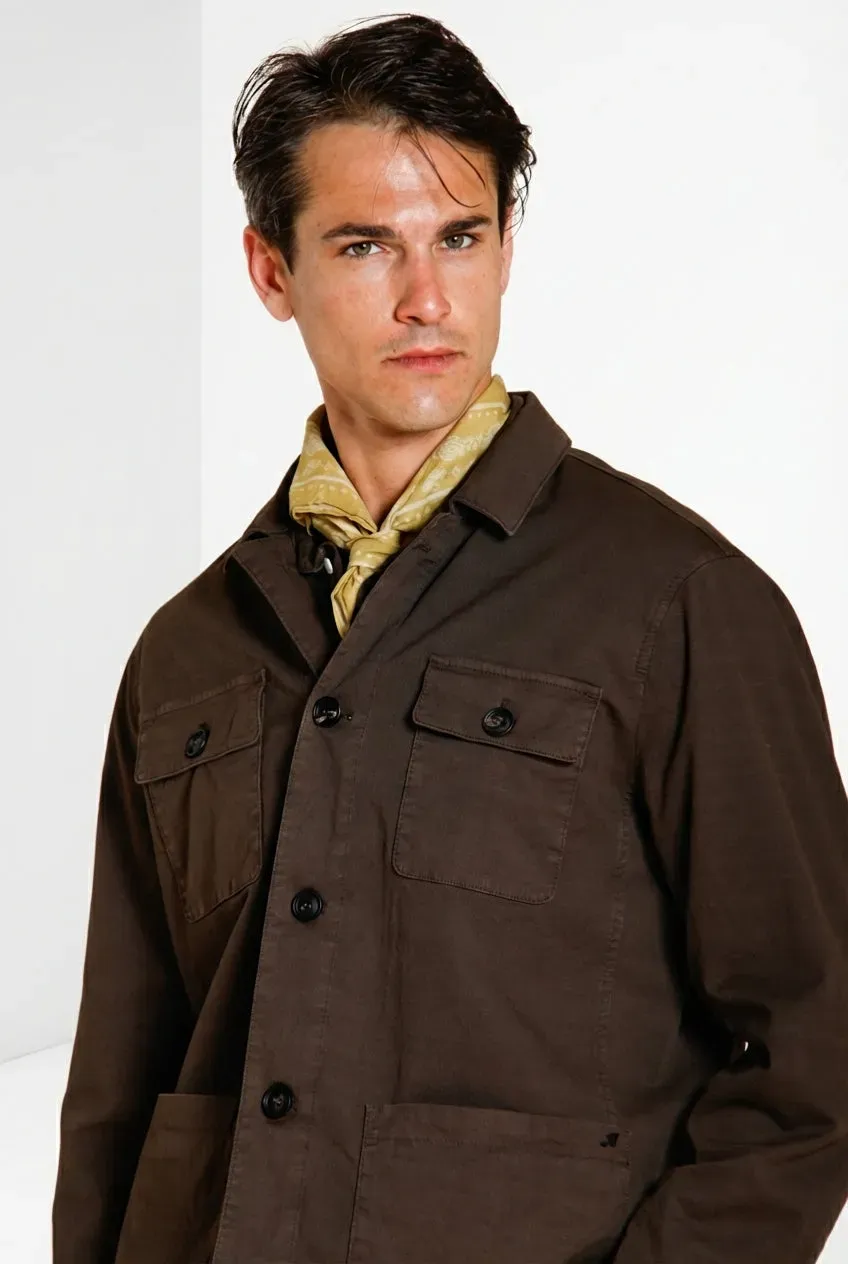 Mason's City giubbotto uomo marrone cotone lino