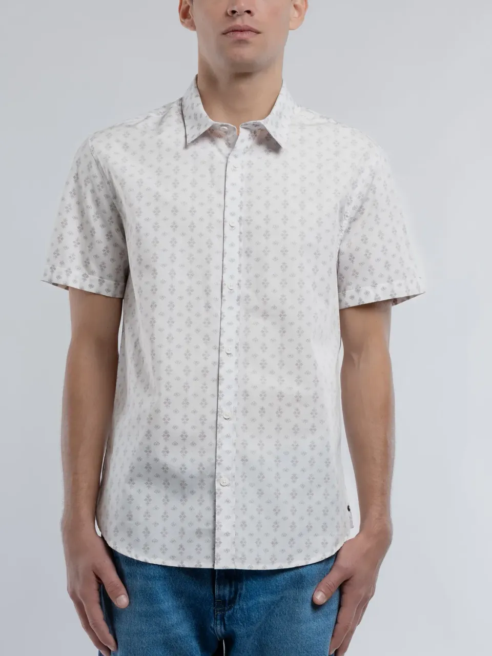 Teddy Smith Cut 2 MC camicia slim middle white uomo