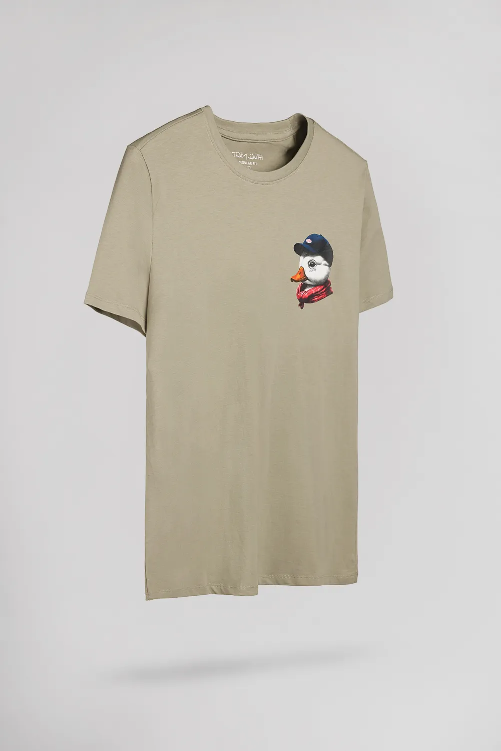 Teddy Smith T-Duck maglietta uomo bleach kaki girocollo
