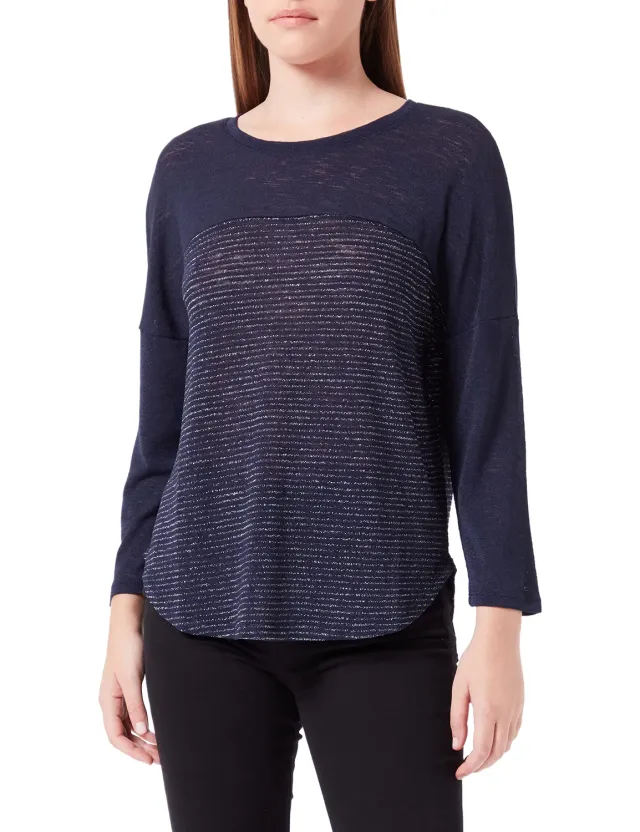 ONLY Felpa Donna Glitter Righe Manica Lunga Cotone
