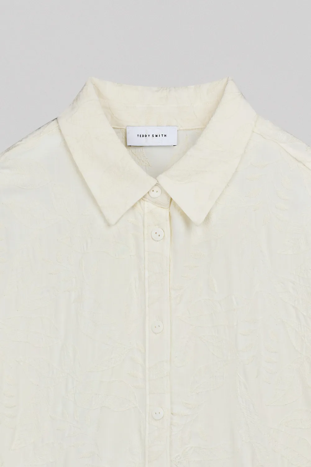 Teddy Smith C-Eline Middle White camicia donna viscosa ricamata