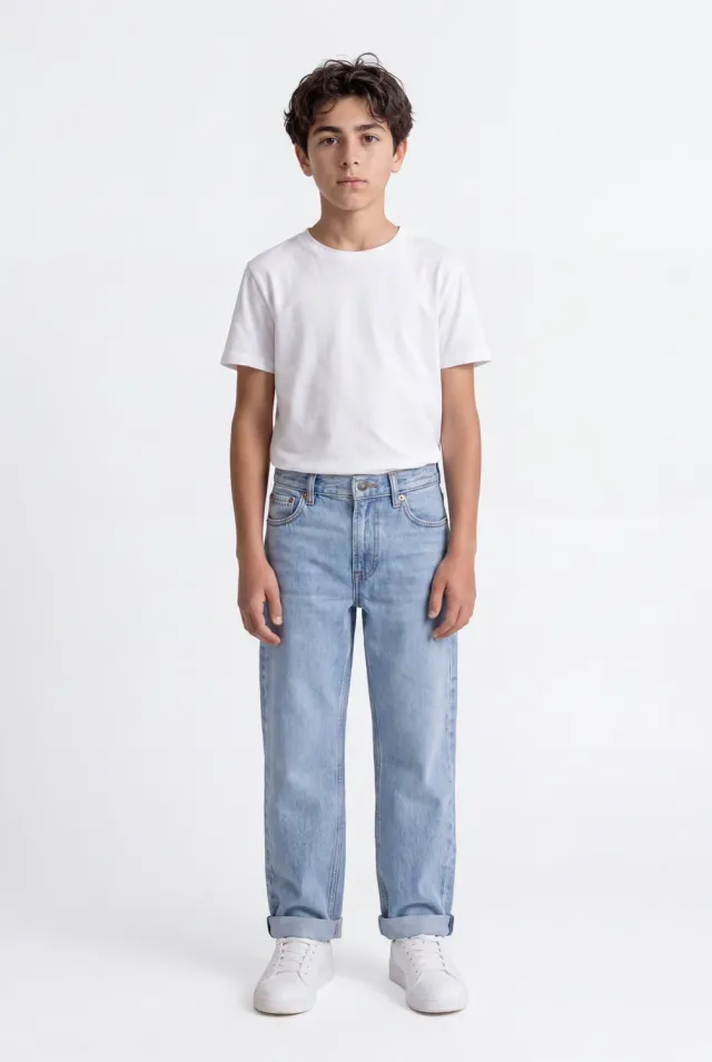 Teddy Smith Dad Pant JR jeans bambino indigo chiaro cotone