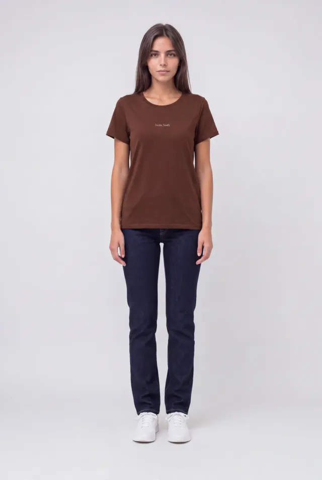Teddy Smith T-Ribelle T-Shirt Donna Cioccolato Cotone Regular