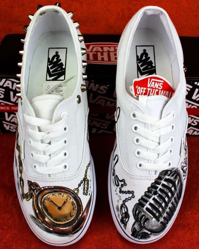 Vans Slip-On Clock and Rock scarpe dipinte a mano