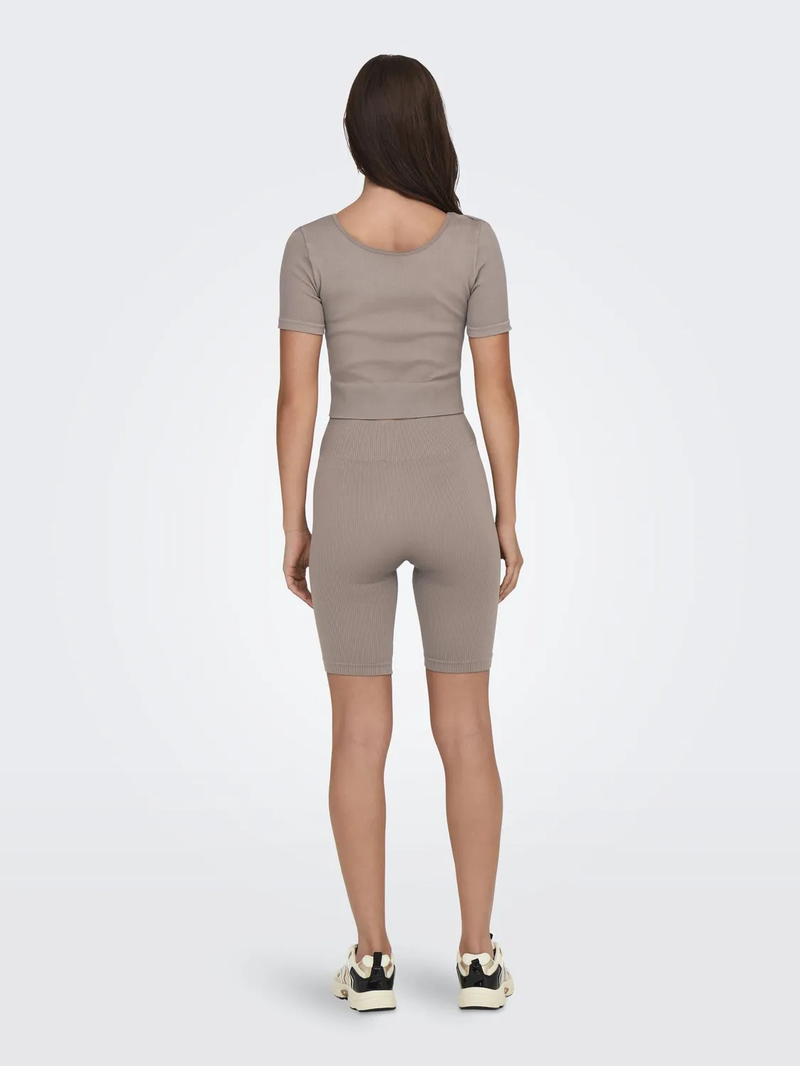 ONLY Onpjaia Life Top Crop S-M sportivo nero cuciture