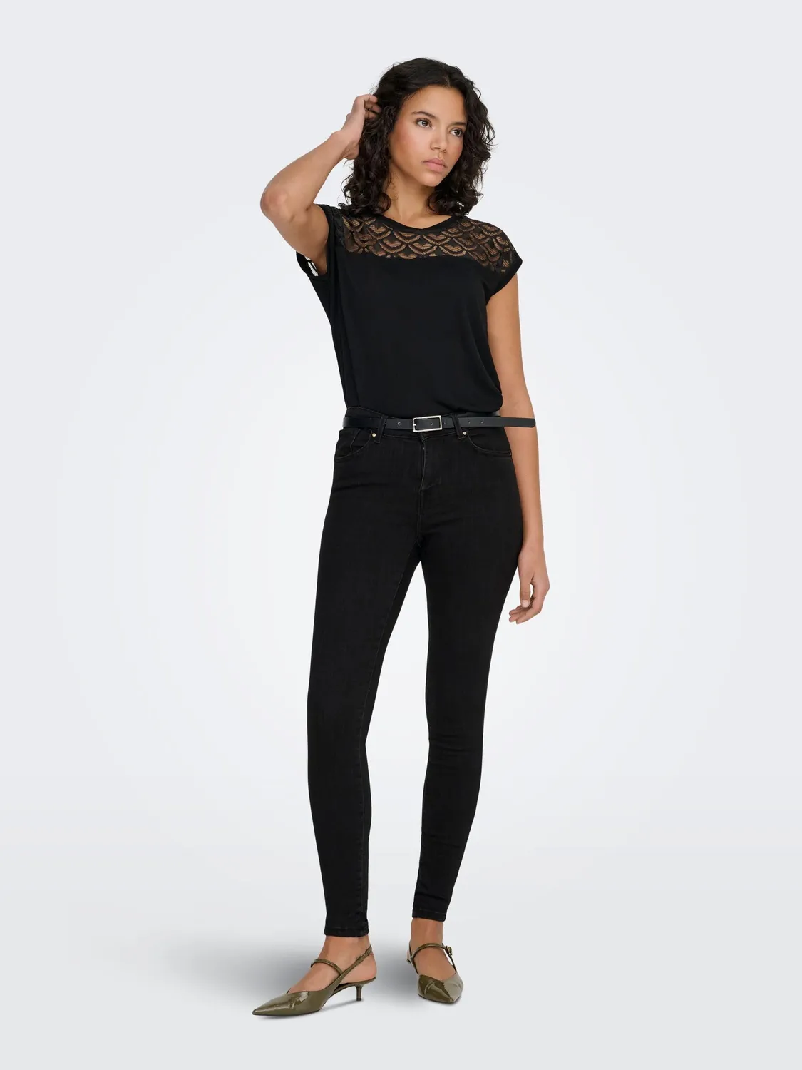 ONLY Onlpower Mid Push Up jeans donna L/32L nero