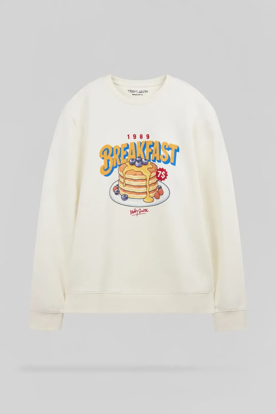 Teddy Smith S-Breakfast felpa girocollo bianca pancakes