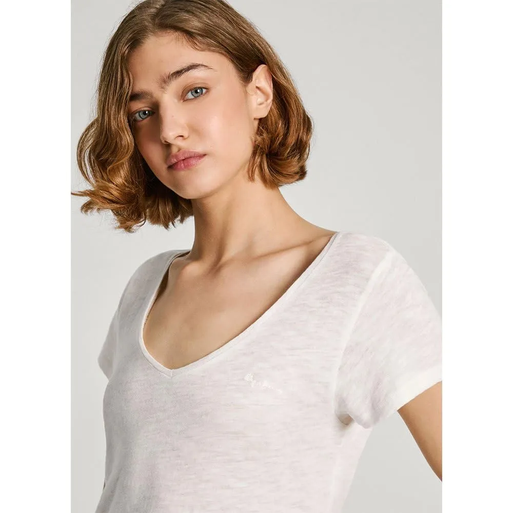 Pepe Jeans Ezzy t-shirt donna XS bianca scollo a V