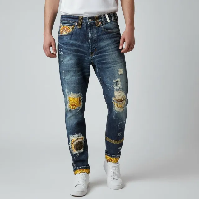 Levi's Vintage Versace jeans custom tessuto fantasia