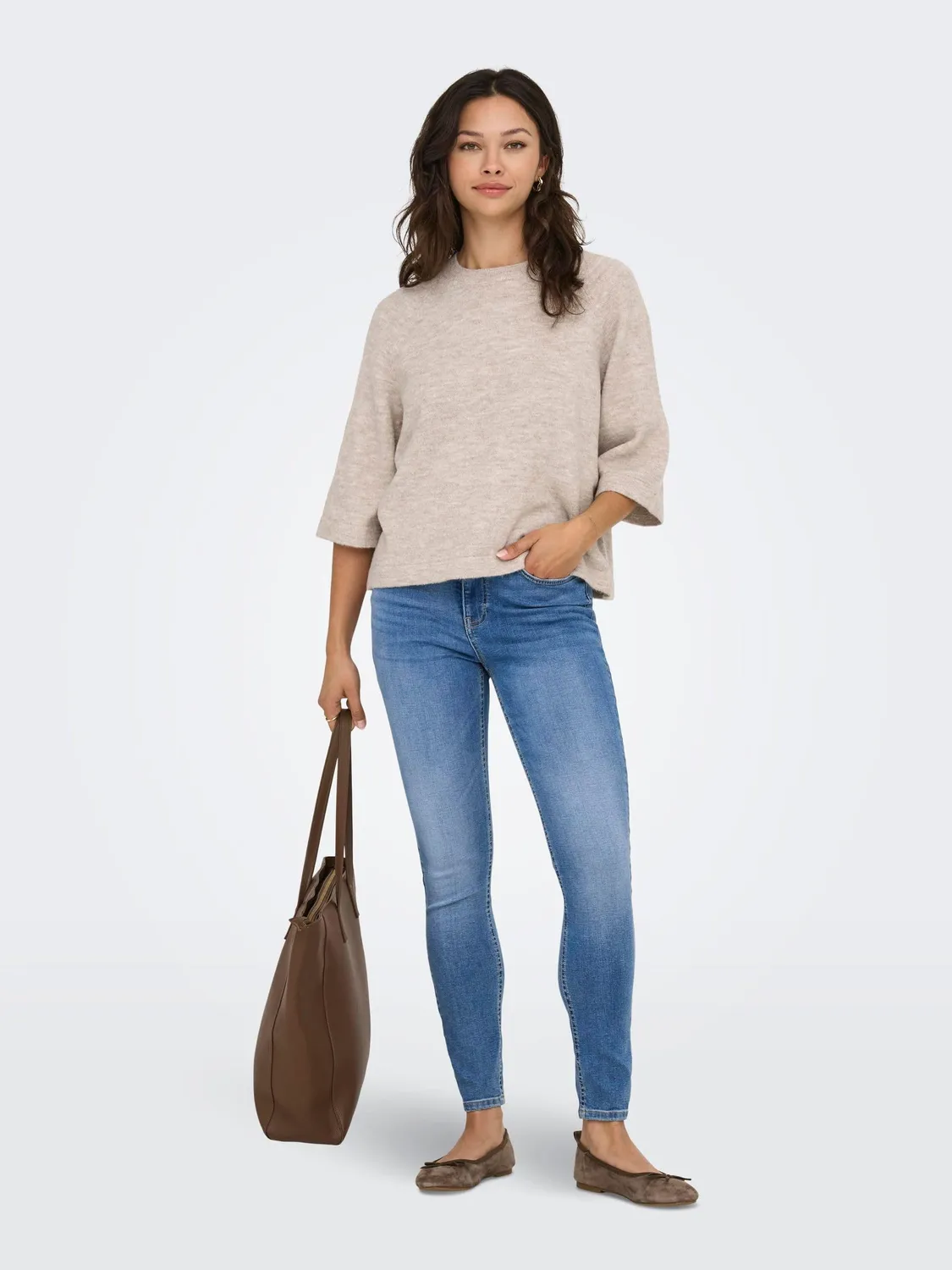 ONLY Onlsimoni Knitted Pullover maglione girocollo Cloud Cream