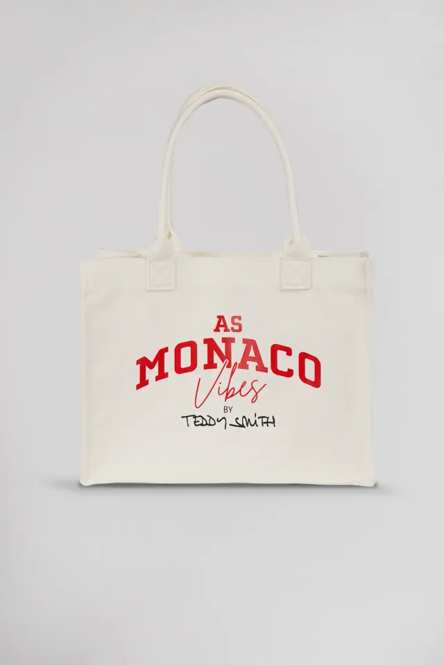 Teddy Smith S-Monaco shopper donna tela bianca canvas
