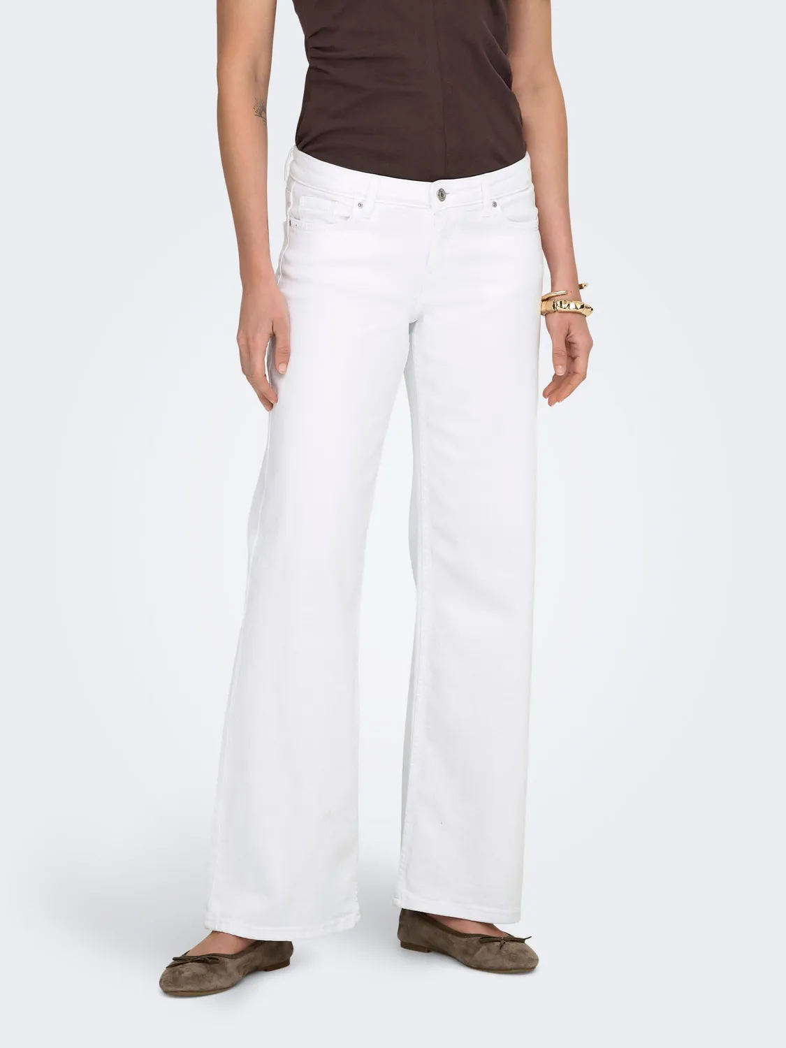ONLY Onljudy-O vita bassa jeans wide leg bianco