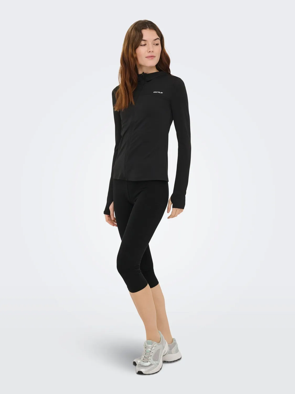 Only Play Onpmila top donna zip nero manica lunga
