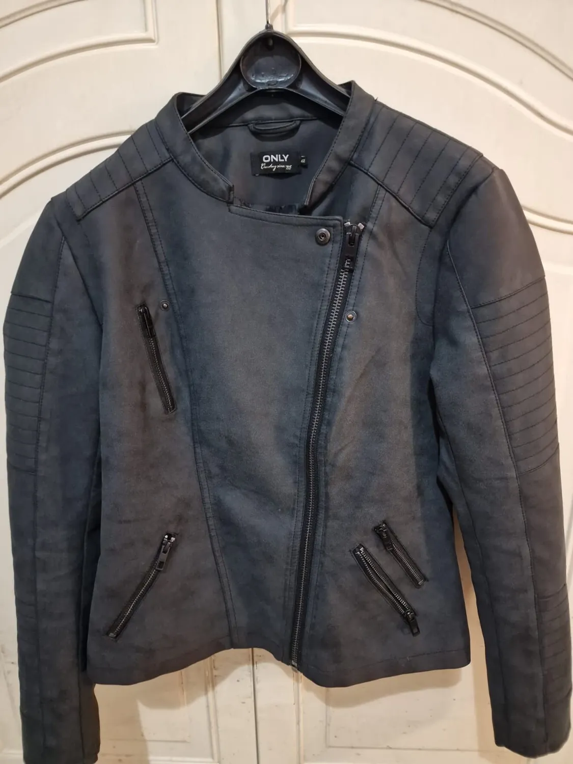 Only Ava Biker giacca donna similpelle nera cerniera