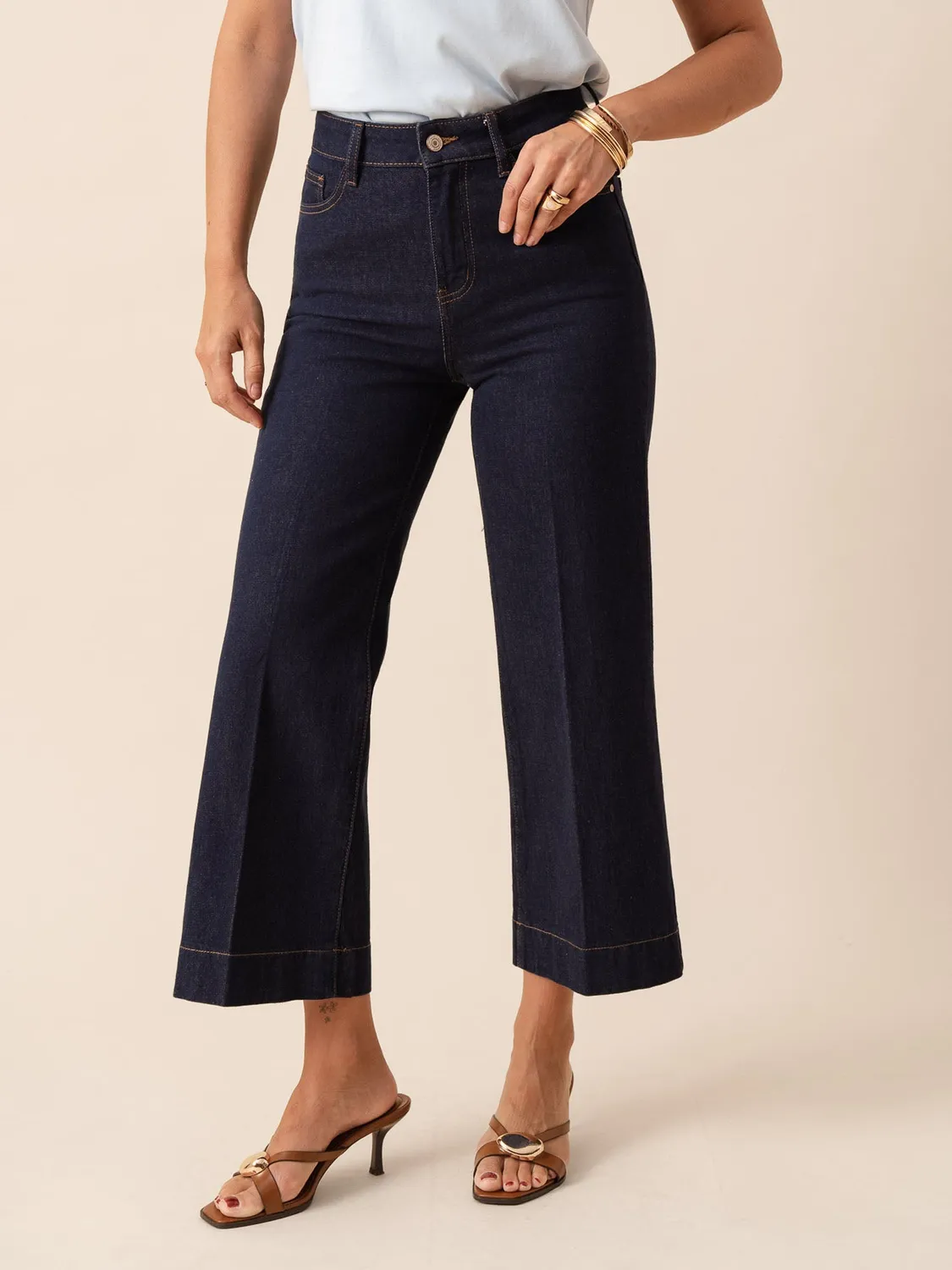 Oraije Windy jeans wide grezzo corto