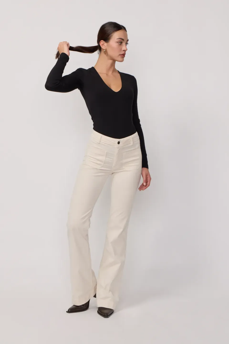 acquaverde Charlotte pantalone velluto Cream