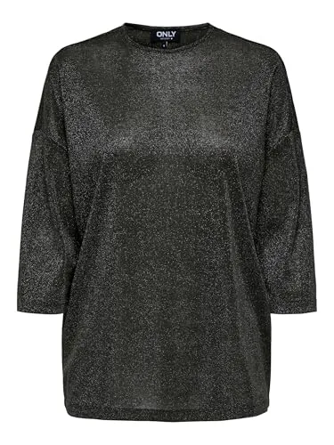 ONLY Onlsilvery Glamour top lurex 3/4 nero S