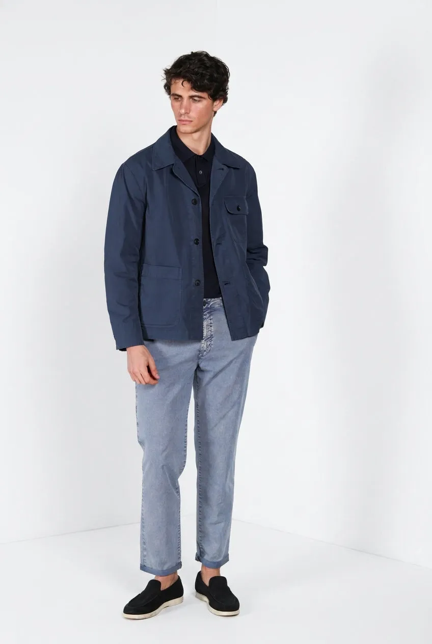 Mason's Chile Work Overshirt Uomo Blu Royal Canvas Cotone