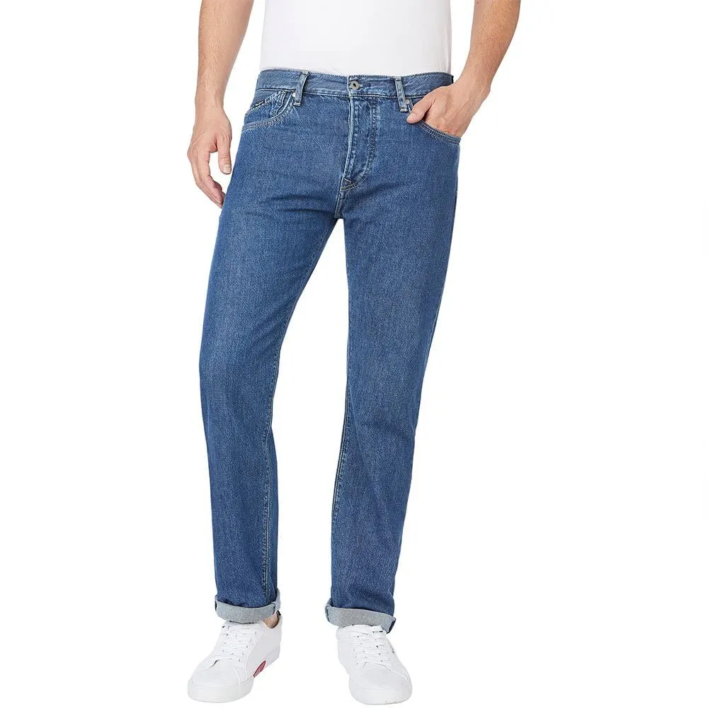 Pepe Jeans Denim Pantaloni Uomo 5 Tasche Cotone BCI Blu