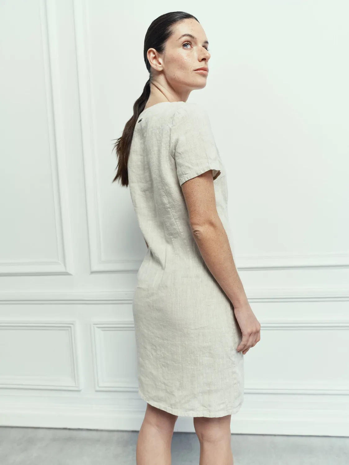 Acquaverde Alena vestito Natural in lino