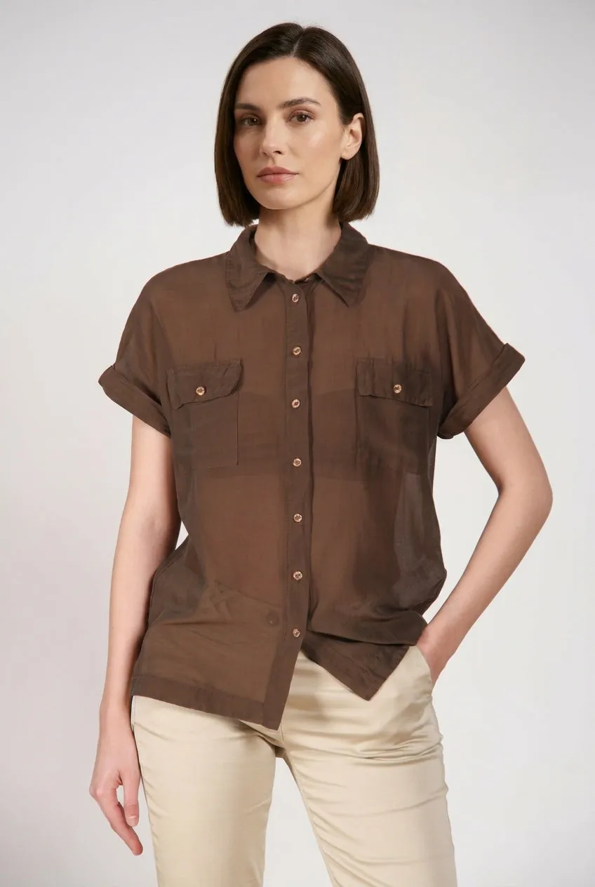 Mason's Natalie camicia marrone cotone seta