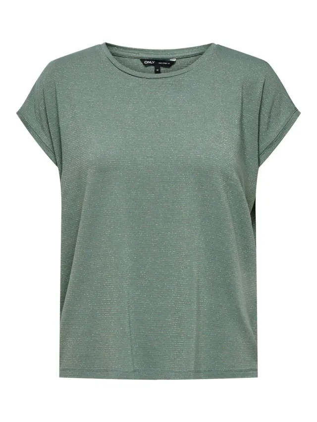ONLY Maglia Donna Righe Brillantini scollo rotondo nera