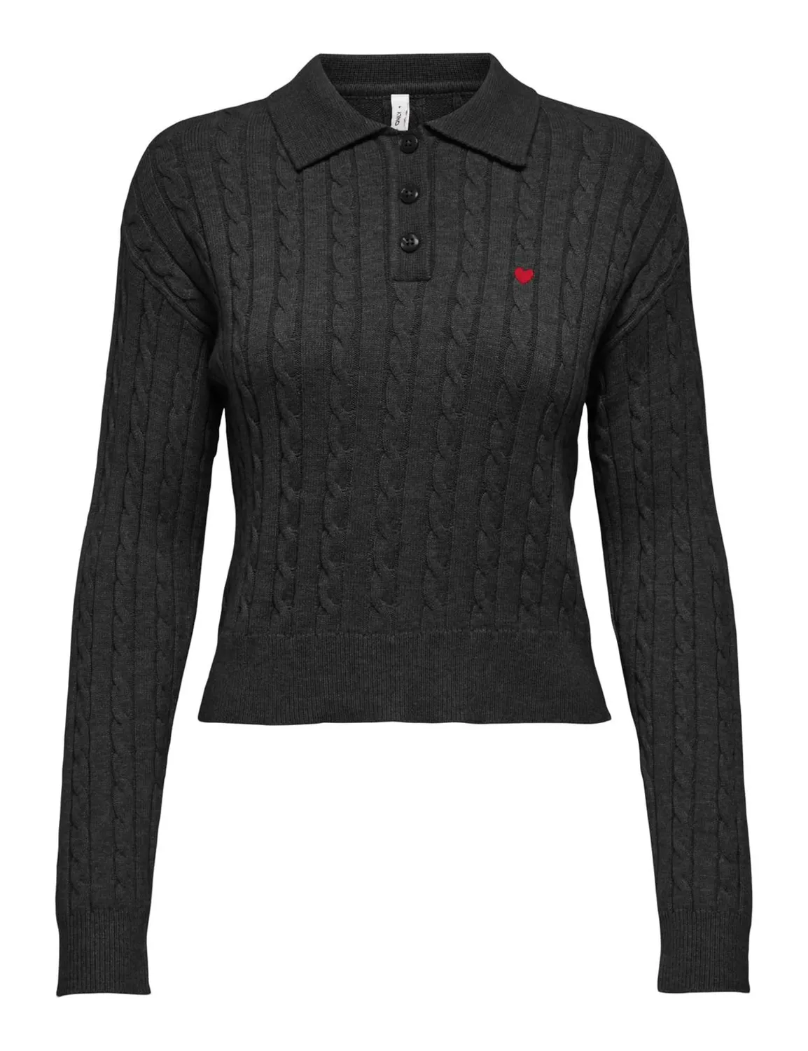 ONLY Onlkatia polo maglia trecce donna nera
