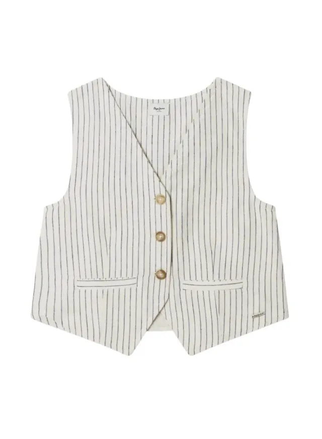 Pepe Jeans Izzy gilet bambina 10 anni lino righe
