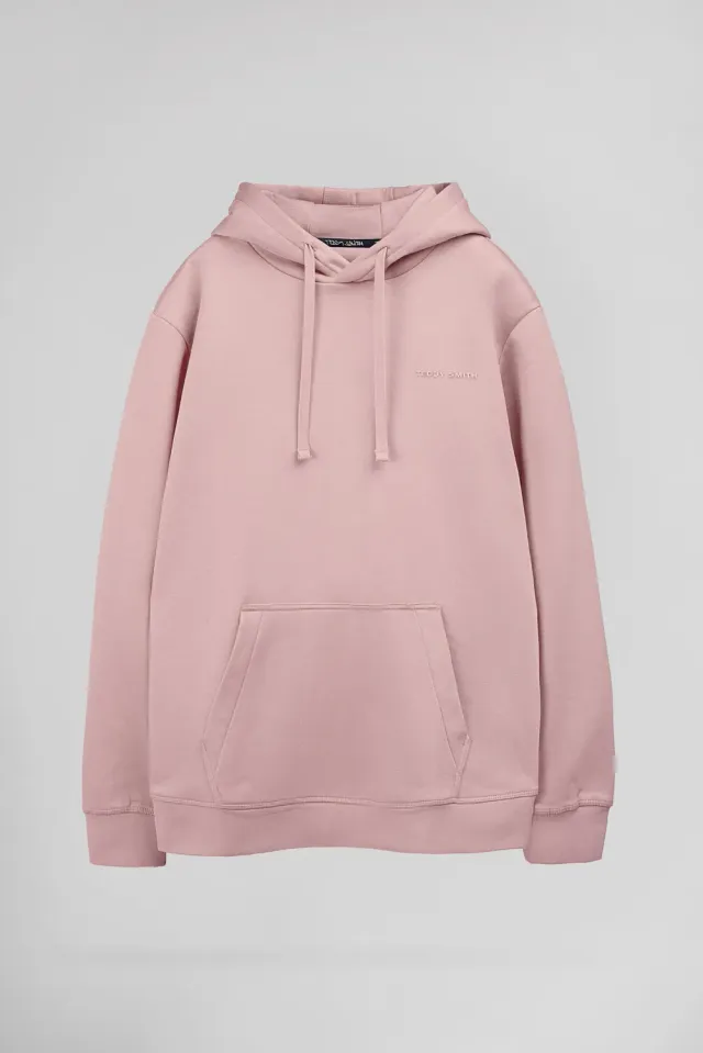 Teddy Smith S-Nark felpa cappuccio wood rose uomo