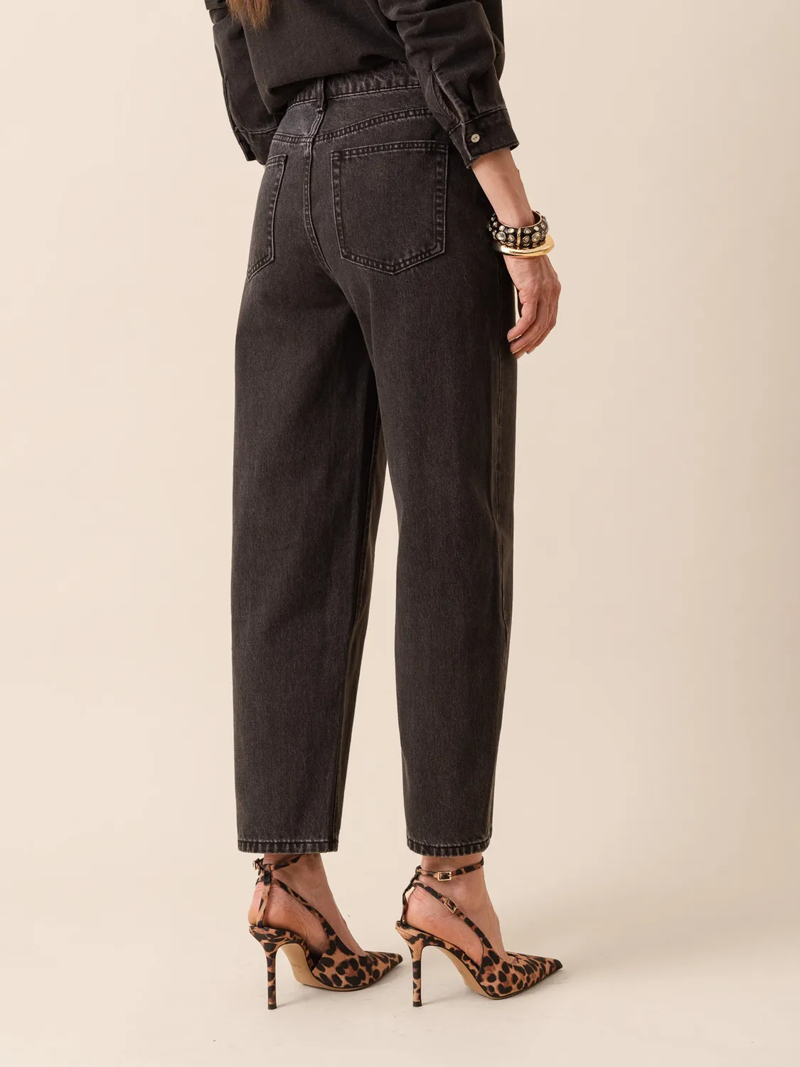 Oraije Bony jeans barrel grigio scuro