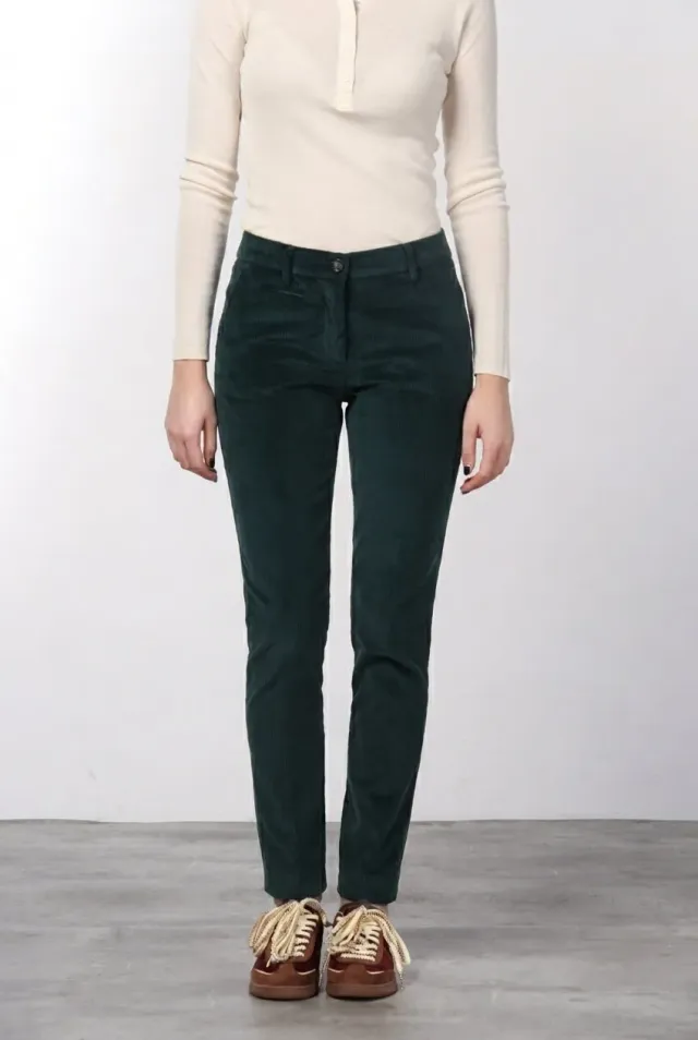 Mason's New York Slim pantalone chino verde scuro velluto