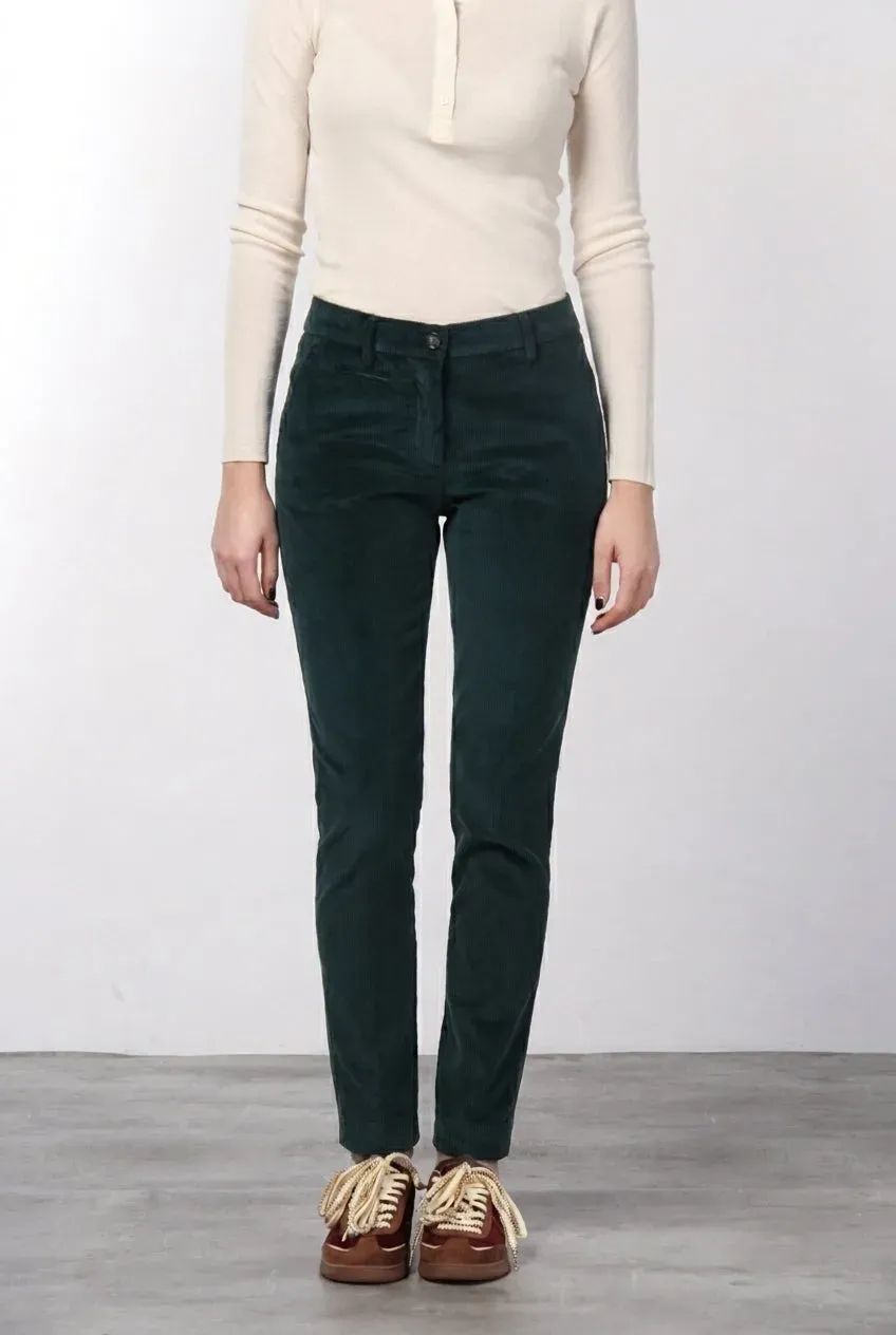 Mason's New York Slim pantalone chino verde scuro velluto
