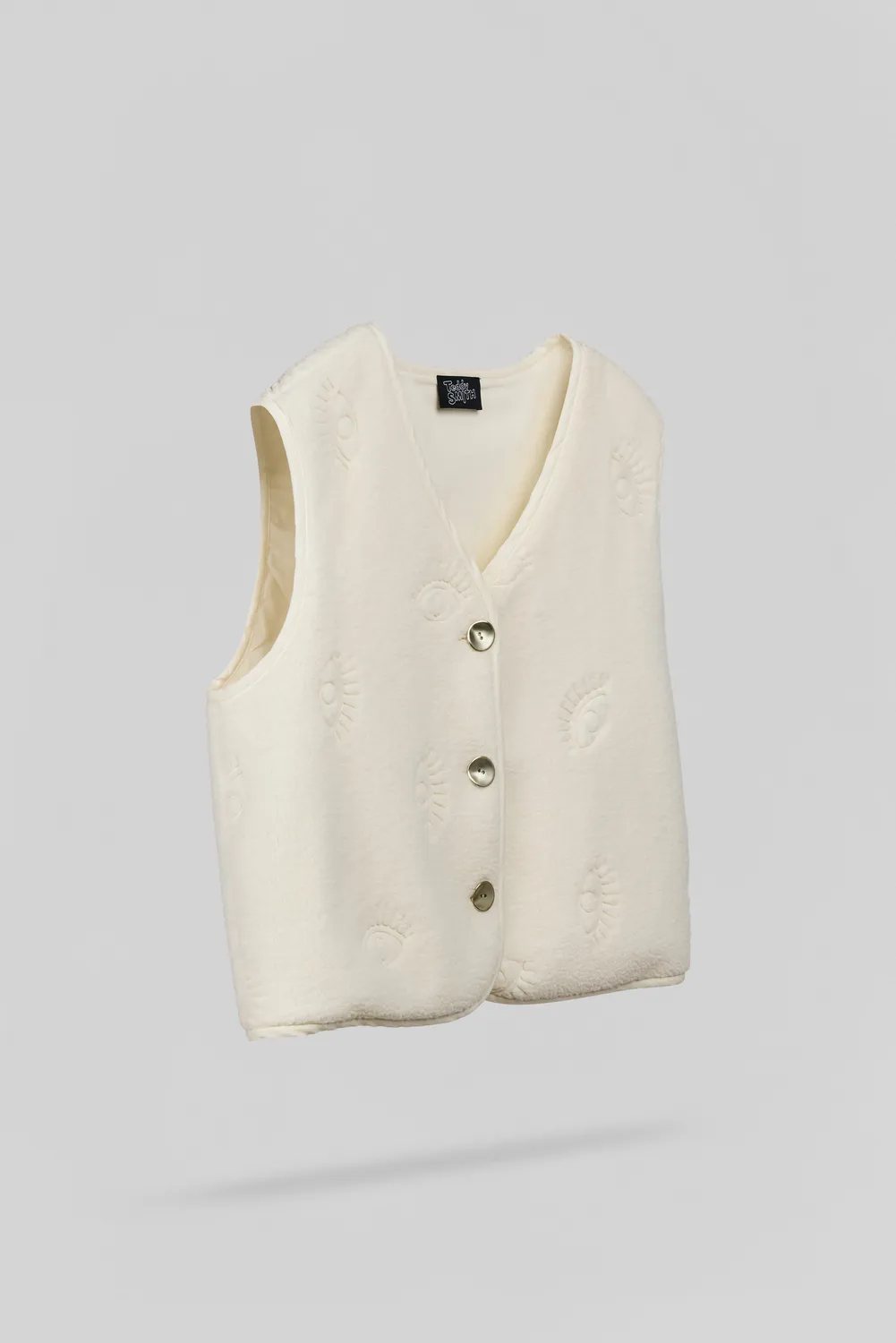 Teddy Smith G-Eyes gilet donna bianco sherpa occhi