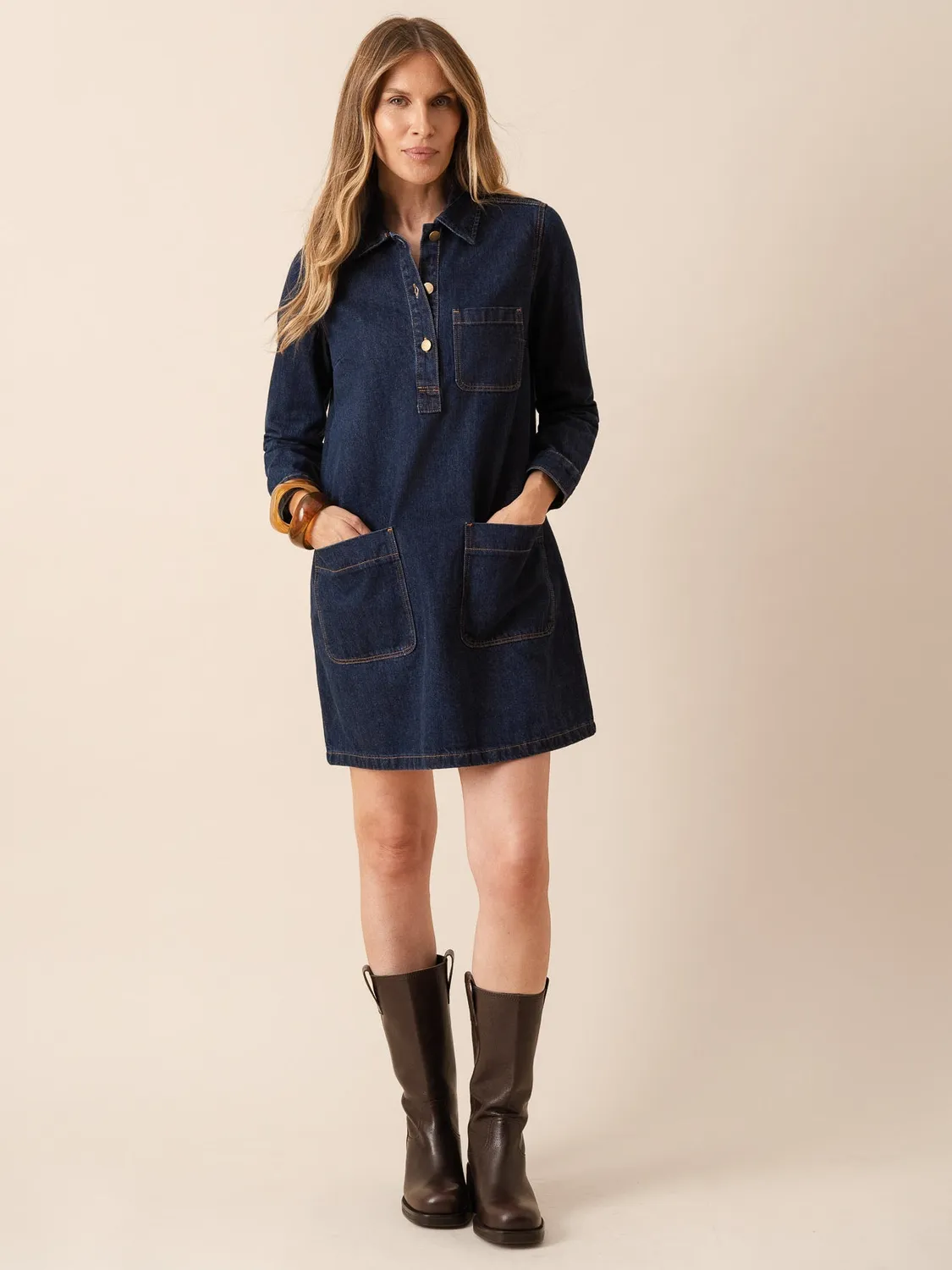 Oraije Rebecca abito denim grezzo camicia