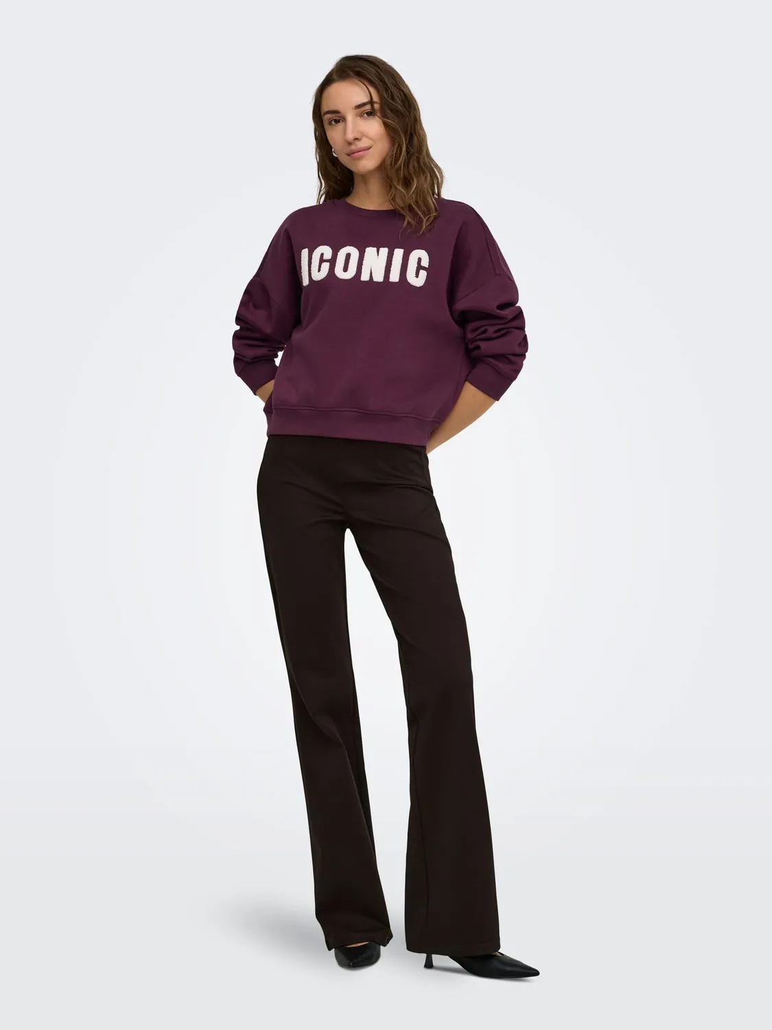 ONLY Onlsweat felpa donna girocollo tinta unita