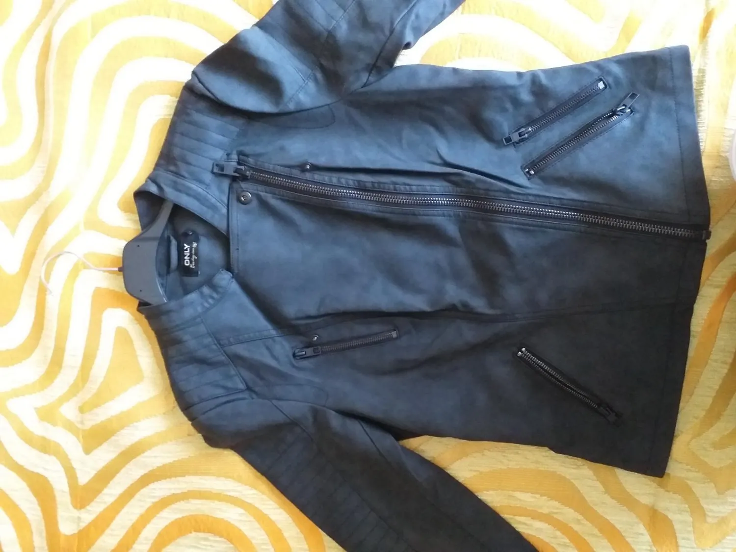 Only Ava Biker giacca donna similpelle nera cerniera