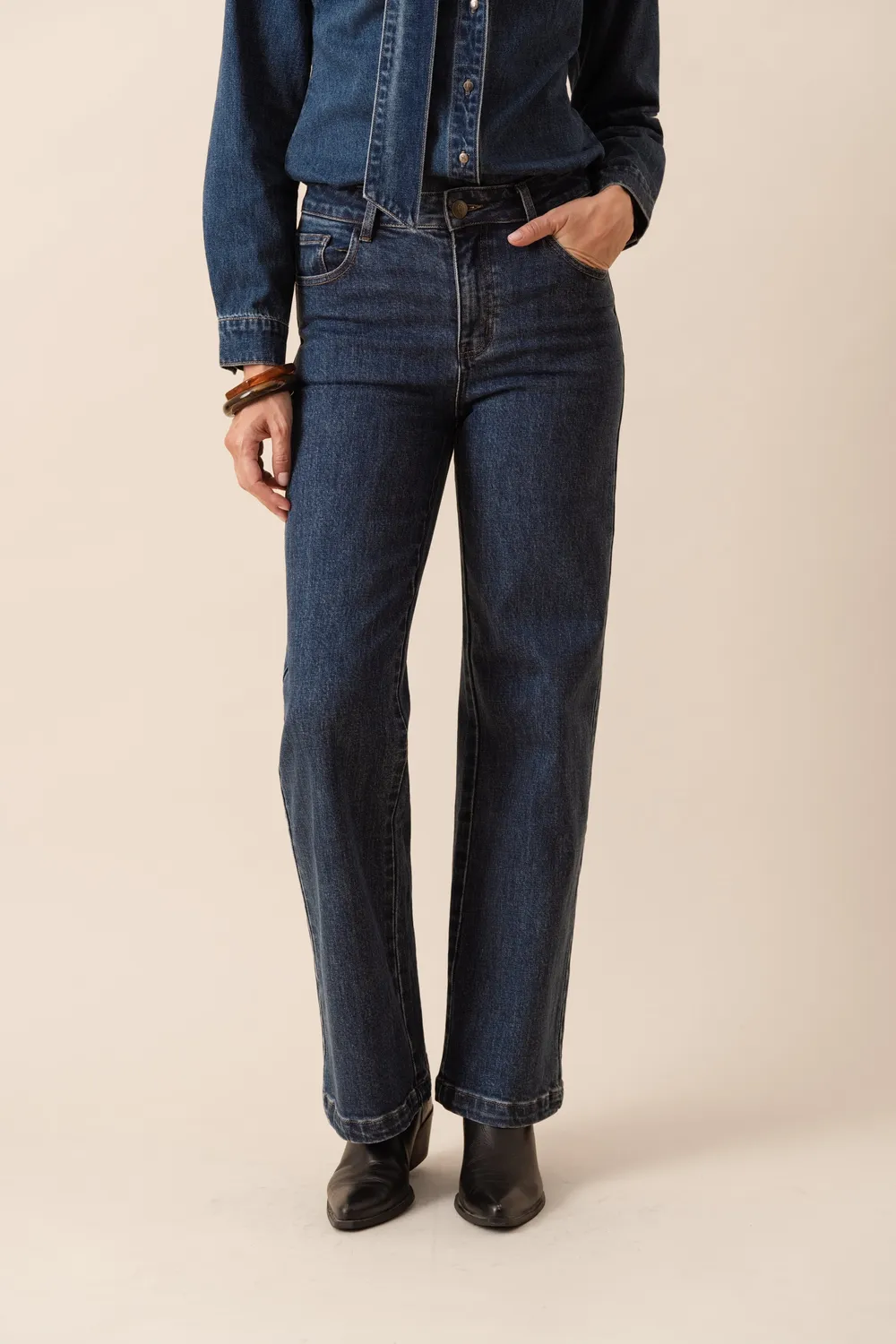 Oraije Mona jeans straight blu scuro cotone