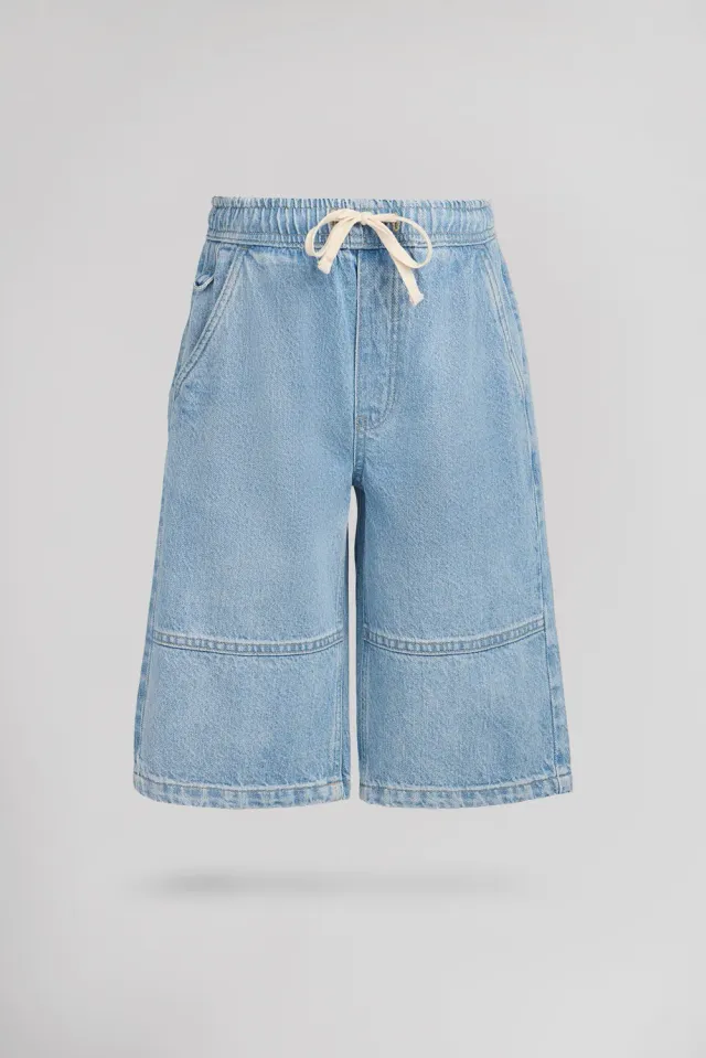 Teddy Smith S-Car shorts denim bambino indaco chiaro baggy lungo