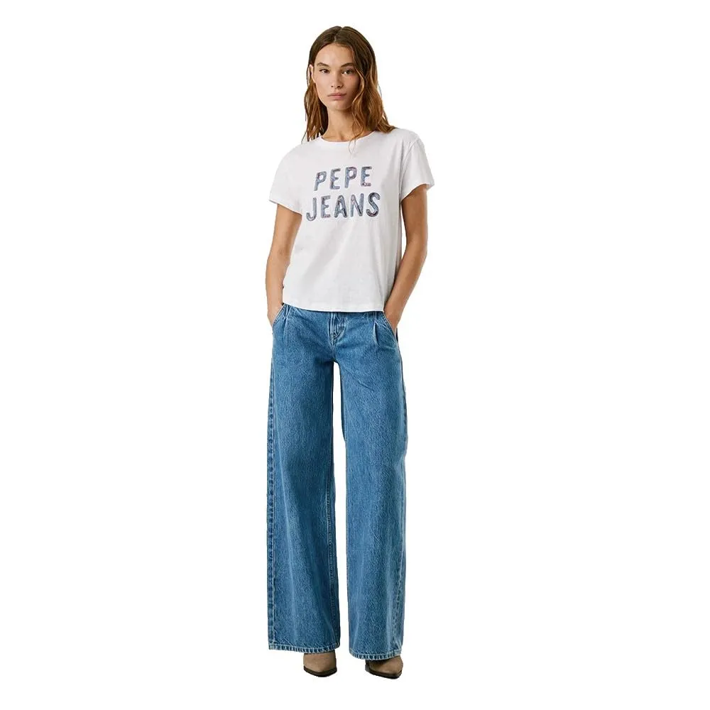 Pepe Jeans Badi T-Shirt Donna XS Bianca Paillettes