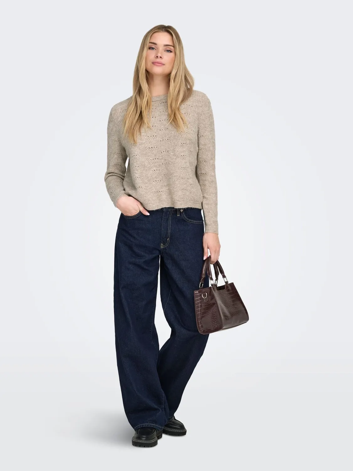 ONLY Onllolli pullover maglia donna taupe gray